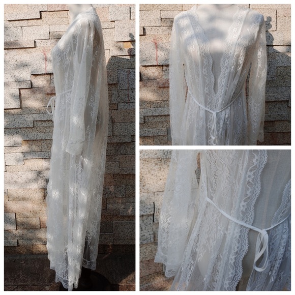 Gorgeous Long White Lace Beach Robe Cover Up - Picture 12 of 16